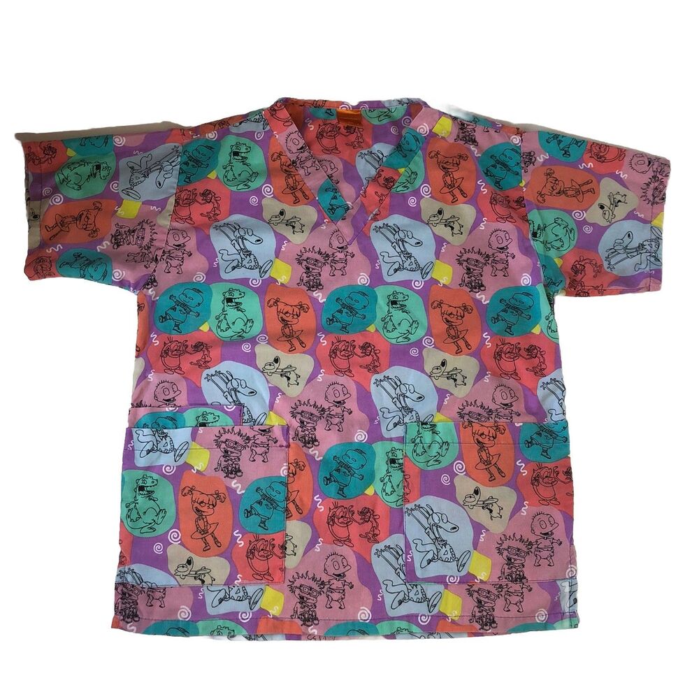 Nickelodeon Rugrats Women’s Purple Medical Scrubs Size Medium